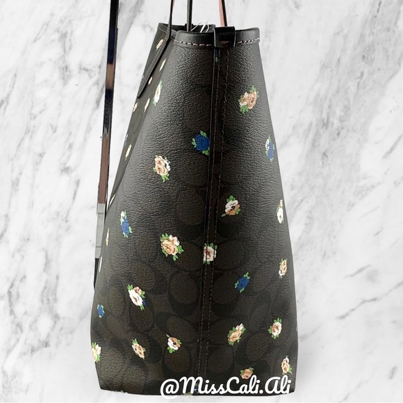 NWT COACH City Tote Bag With Vintage Mini Rose Print & Slim Wallet Set